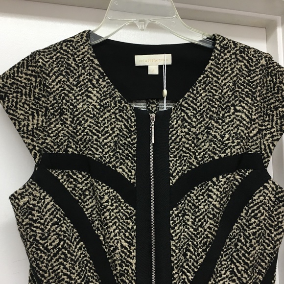 NWT $315 Erin Fetherston Black Gold Corrine Dress Zip Front Sz 8 - Picture 6 of 13